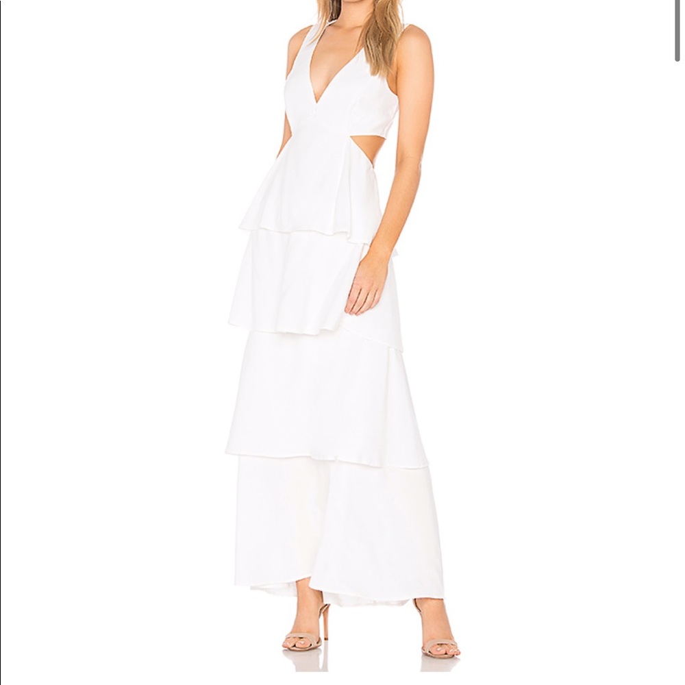 Bardot White Tiered Maxi Dress with Cutouts